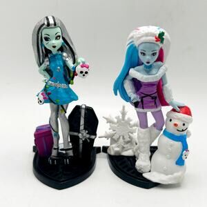 Monster High HOWLIDAY Abbey Bominable and Frankie Stein Christmas PVC Figures